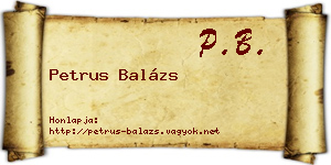 Petrus Balázs névjegykártya
