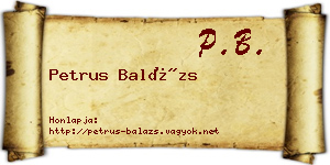 Petrus Balázs névjegykártya